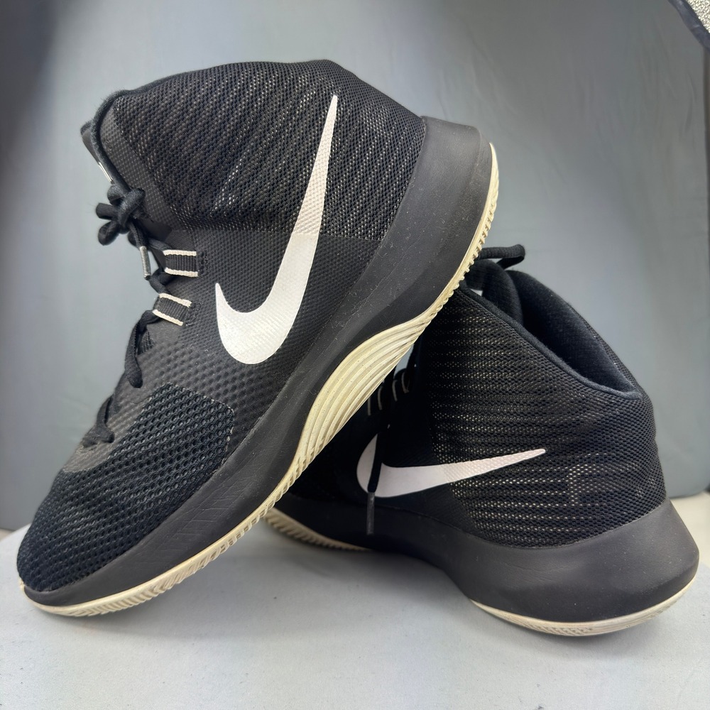 Nike Air Precision Mens Size 9.5 Black White Basketball Shoes Sneaker Mid Top